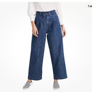 Madewell Jeans Womens Size 6 Blue Wash Pleated Wide Leg High Rise Denim Cotton